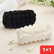 샌디르 구름 필통 파우치 학생 펜케이스 펜슬 화장품 수납, 1세트, 크림+블랙