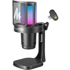 MAONO DGM20W 무선 마이크 for PC Condenser USB Mic 게이밍 스트리밍 with 노이즈 캔슬링 & Quick MuteGain ControlRGBSoft, 블랙, DGM20W(Desktop)