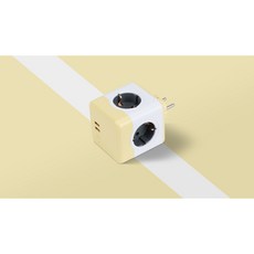 파워아트큐브v2 5구 고용량 선없는 디자인 벽 멀티탭, 1개, 엘로우, 77mm