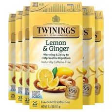 트와이닝 디카페인 잉글리시 브렉퍼스트 홍차 티백 100개, Lemon & Ginger Herbal, 25g