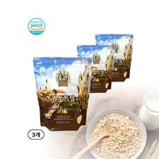 퀵오트밀 봉지 오트밀 볶은 압착귀리 100% 캐나다오트밀 뮤즐리, 500g, 3개