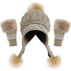 針織毛球登山帽護腿套裝 保暖舒適可愛時尚 戶外健行必備, 深咖