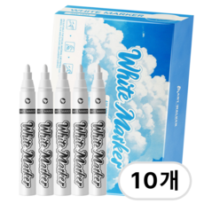 펜토리 블랙보드용 지워지는 수성글라스펜 둥근닙, 10개, 화이트