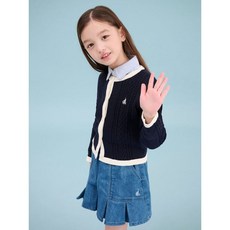 빈폴 키즈 BI515AGE2R Essential 여아 면 변형 케이블 카디건 네이비 989152