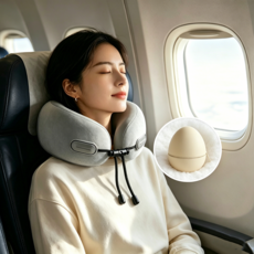 비행기 여행용 U자 메모리폼 목쿠션 사무실 휴대 간편 수납 쿠션, 회색