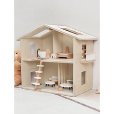 인형놀이집 원목 2층 주택 놀이 역할 실베 토끼 완구