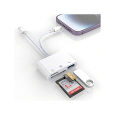 SD 카드 리더기 5 1 Lightning/Type C USB 3 0/SD/TF 어댑터 Andro용 메모리, WHITE