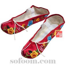 한국무용 꽃자수 코슈즈 수슈즈 100% 국내산 수작업 성일국악사, 250, 빨강색