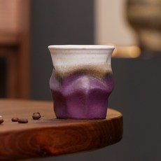 해피유통 핸드메이드 세라믹 에스프레소 컵 200ml 독특한 디자인, 자주색