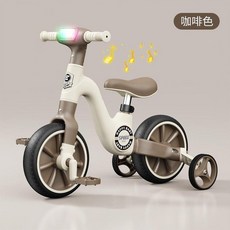 BESTTRIKE 兒童多功能三輪車/平衡車, 咖啡色 輔助輪 音樂燈光, 1個, 68cm