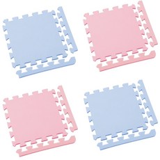 新生活家 2cm厚防護巧拼地墊-莫蘭迪五色任選32x32x2cm (48片)隨貨贈嬰兒中性洗衣精1000ml, 1個, 莫蘭迪藍+莫蘭迪粉 (共48片)