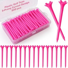 Soulchen 1000팩 6.4cm(2-3/4인치) 플라스틱 골프 티 - 더 긴 드라이브를 위한 5프롱 커브 디자인 낮은 스핀 및 마찰 내구성 있는 벌크 티 최적화된 샤, 500, 핑크