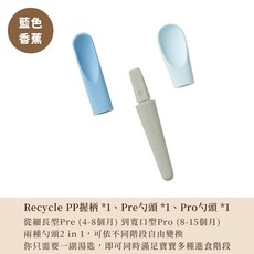 Miniware 寶寶湯匙 副食品餵食神器 食品級矽膠軟湯匙 嬰兒訓練湯匙 蹺蹺板兩用湯匙第二代 安全耐用, 藍色香蕉, 1個