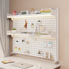 桌上鐵藝洞洞闆多層書架桌麵置物架學生家用書桌可調節收納架夾式桌麵置物架 層架, 黑色,夾款增高雙層長80*高95