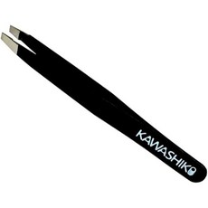 義大利製 KAWASHIKI 手工打磨斜口鑷子 超高精度 25 度角 適用於眉型修整與臉部除毛 專業級不鏽鋼 男女皆可使, 1個, 黑色