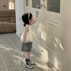 키즈 유아 아동 여름 화이트 캉캉 레이스 블라우스