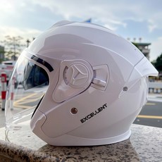 3/4安全帽 雙鏡片機車安全帽 卓越白【54-60CM】, 1個, 高清透明鏡片【PC強化】,卓越白【54-60CM】, 卓越白, 高清透明鏡片