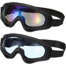 파티킬 더트 바이크 고글 ATV 스키 고글 레이싱 고글 스카이 다이빙 스키 라이딩용 방풍 고글, Black With Colorful/Blue Lense, 1개