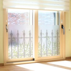 아트박스/꾸밈 ph326_m-무점착유리시트_나뭇잎이흩날리는울타리펜스_글라스시트지