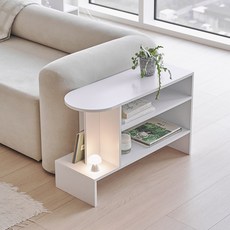 아씨방가구 네라 3단 거실 수납 라운드 사이드 테이블 800, 오크