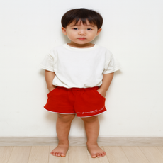 강추 남아 여름 레드 트레이닝 반바지