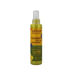 Alba Botanica 하와이안 드라이 오일 썬스크린 코코넛 오일 SPF1 5, 133ml, 1개
