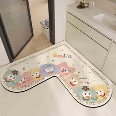 L形轉角浴室防滑墊衛生間硅藻泥吸水腳墊洗漱臺進門口易打理門墊, 1個, 泡泡毛絨