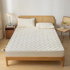 방수 매트리스 보호 커버 솔리드 컬러 장착 시트 트윈 퀸 사이즈 핏 시트(탄성 밴드 침대 포함), 04 02-SCH-nai bai