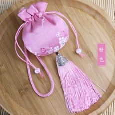 梅花流蘇香包 刺繡荷包 汽車吊飾, 1個, 粉紅色,空袋