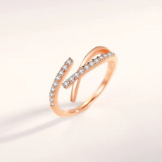 여성 로즈 골드 스와로브스키 크로스링크 큐빅 반지
