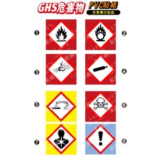 GHS危害物 PVC貼紙 危害標示 易燃物 腐蝕性 毒性物質 貼紙, 1個, 環境危害,20*20公分亮面貼紙