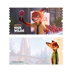 디즈니 주토피아 와이드 티켓 엽서 02-닉과 팝시클, 아르누보, 디즈니 저