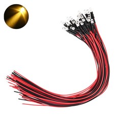 3파이 24V LED 옐로우 표시등 저항내장형 와이어 케이블 일체형 제어판넬 산업용 전기배선 DIY 전자부품 자동차 오토바이, 10개