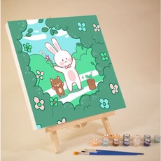 數字油畫 20x20cm 動物畫 DIY數字油畫 手工填色油畫, 1個, 24967