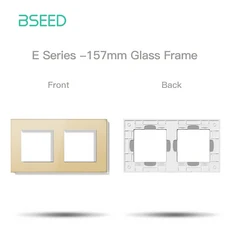 ​BSEED EU 표준 크리스탈 패널 벽 소켓 프레임 유리 스위치 금속판 86/157/228/299mm 화이트 블랙 골든, 01 EU 표준, 08 Four Frame White