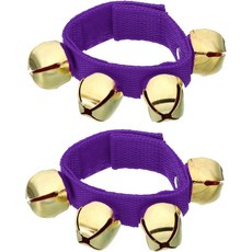 파티킬 손목벨 2개 징글벨 발목벨 팔찌 타악기 음악 리듬 밴드 파티 크리스마스를 위한 골든벨 4개 그린, Purple