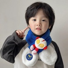 桃園出貨 兒童冬季保暖毛絨圍巾 男奧特曼交叉卡通加厚圍脖 女孩拼色脖套