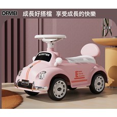DFMEI 兒童四輪滑行車1-3歲寶寶平衡車無腳踏 玩具汽車可坐人助步滑步車, 1個, 粉色燈光音樂靜音輪:如圖