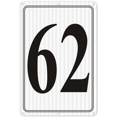 i-CowFun 프리미엄 반사 금속 번호 표지판 1 - 알루미늄 12인치 X 8인치 주차 공간 실외 대형 바닥 도크 코트 통로 필드 페이드 없음 내후성, Reflective Number Signs 62, 1개