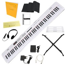 블루엔젤 키스플레이 88건반 전자 디지털피아노 입문 풀세트 스탠드+헤드셋+건반커버+스티커+체르니100교본 포함, 화이트, Keysplay Electric Piano, 1개