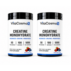 신제품 VitaCosmoX 비타코스모 마이크로나이즈드 크레아틴 모노하이드레이트 (혼합과일맛 분말), 2개, 500g