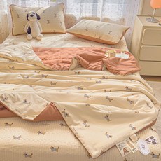 초정상점CHOJEONGSTORE 여름홑이불 쿨링이불 차렵이불, 가드니아 여름 - 재미있는 개, 더블 200x230 cm