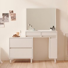 [와우할인 단독특가] 엘리오 템바보드 2단 서랍 확장형 수납 화장대 거울세트 2color, 01.스툴 선택안함, 01.템바 2단서랍 올화이트