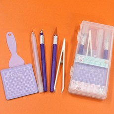 DIY 스크랩북킹 도구 키트 조각 핀셋 커팅 패드가 포함된 수공구 세트 학교 사무실 공예품, rple