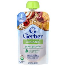 Gerber 유아용 유기농 플랜트-tastic 12개월 이상 고구마 체리 스매시 및 귀리 함유 99g(3.5oz) Gerber (거버)