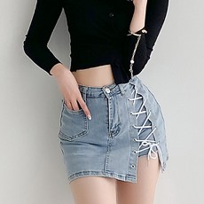 glamdivv 女款綁帶牛仔迷你裙 AA1985