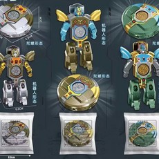 夏季甄選 爆款機甲二閤一變形機器人手指陀螺 DIY變形解壓旋轉陀螺玩具, 1個, 爆款變形指尖陀螺【一個裝】