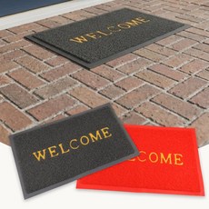 얼루어픽 WELCOME 현관입구매트 신발매트 먼지제거매트 먼지털이발판, 레드