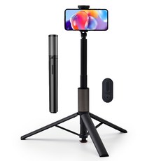 오지렌 블루투스 원터치 팝업 올인원 알루미늄 셀카봉 삼각대 175cm, 1개, 블랙, GK16