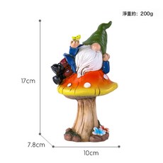精靈趴蘑菇歡迎牌擺件美式花園庭院侏儒小矮人盆景裝飾品樹脂工藝, BS38008蘑菇蝴蝶:一個